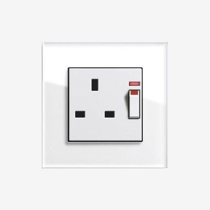 British Standard socket outlet, 250 V/13 A, deactivatable, with LED control light 